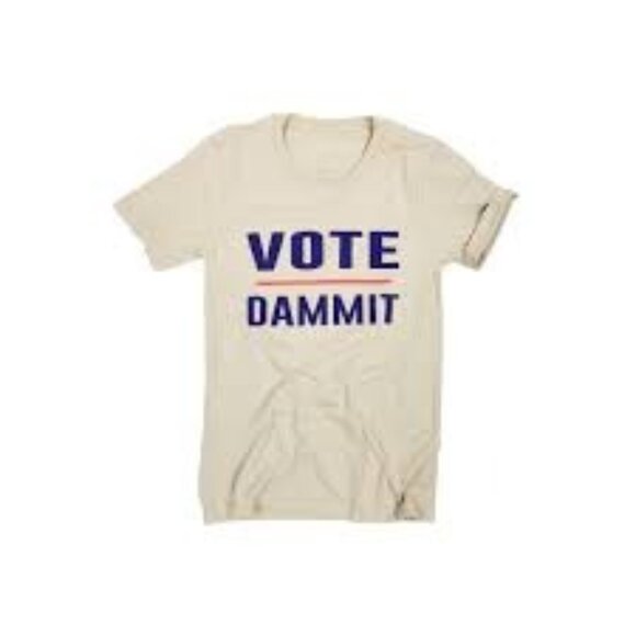 NEW Philomena & Ruth Vote Dammit Graphic Tee Beige, Size XS - Picture 1 of 9